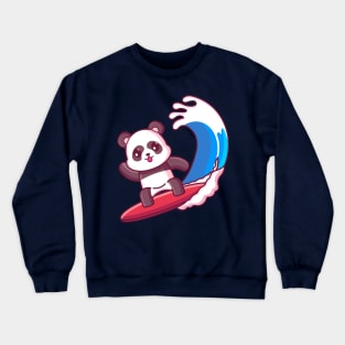 Cute panda surfing summer vacation Crewneck Sweatshirt